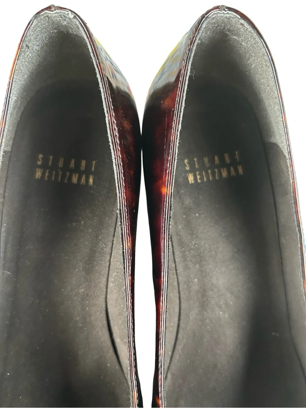 Stuart Weitzman Tortoiseshell Patent Leather Wedge Pumps - Brown